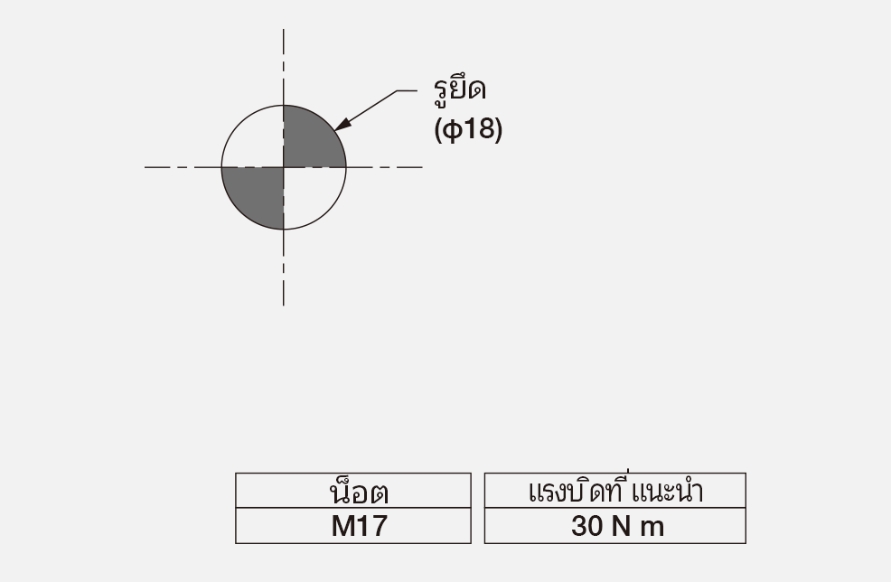 ภาพวาดขนาดการติดตั้ง (หน่วย: mm)